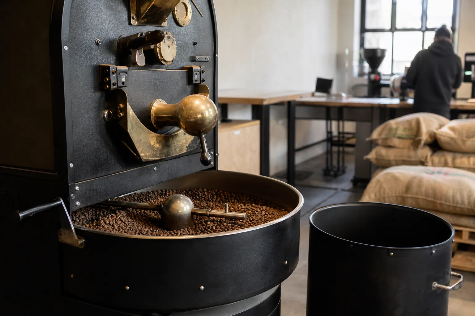 Nyristet specialty-kaffe blive præsenteret af en barista