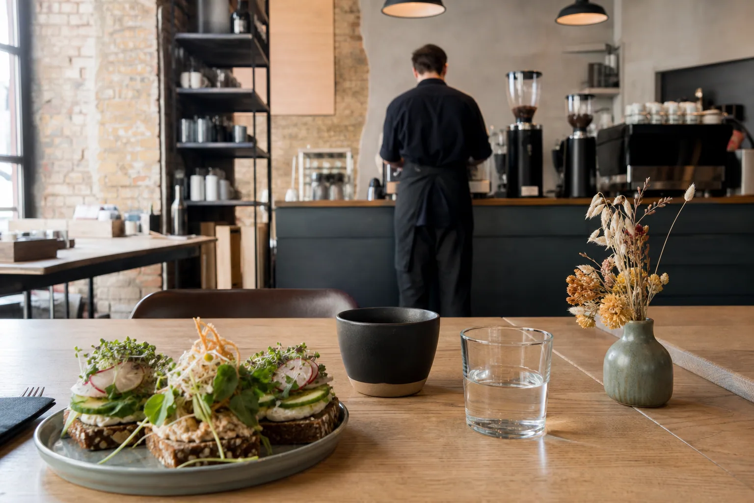 Barista brygging specialty-kaffe på Kaffebaren