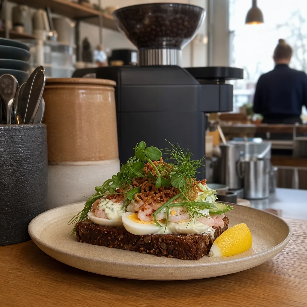Traditionelt dansk smørrebrød med klassiske pålæg