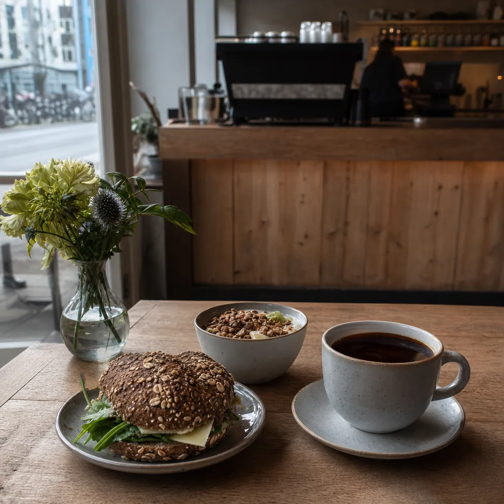Hyggelig indretning med varmt lys på Den Go'e Kaffebar