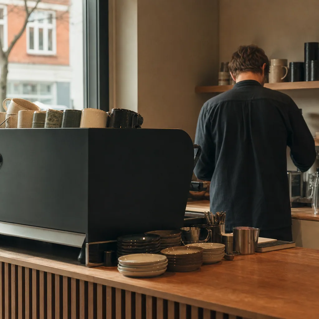 Display af specialty kaffebønner fra forskellige oprindelser