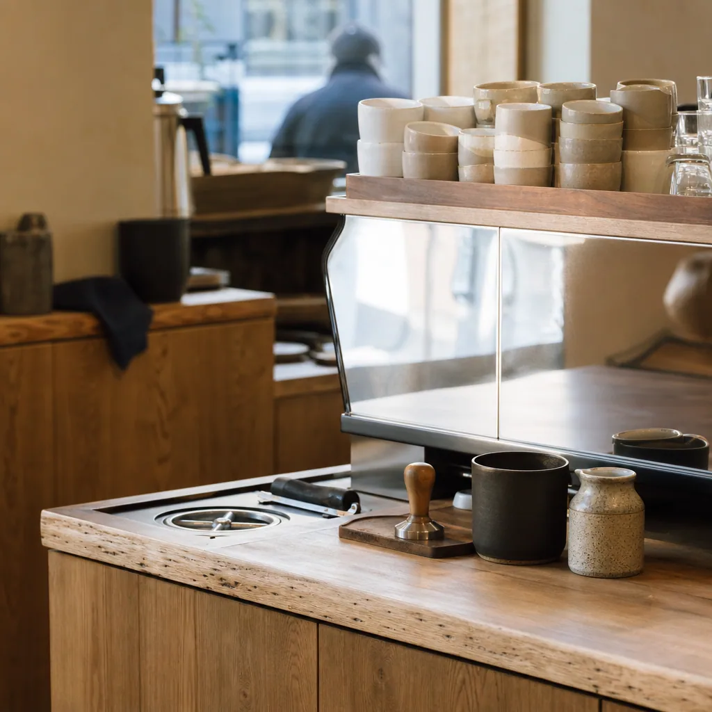 Barista brygger kaffe foran gæsten