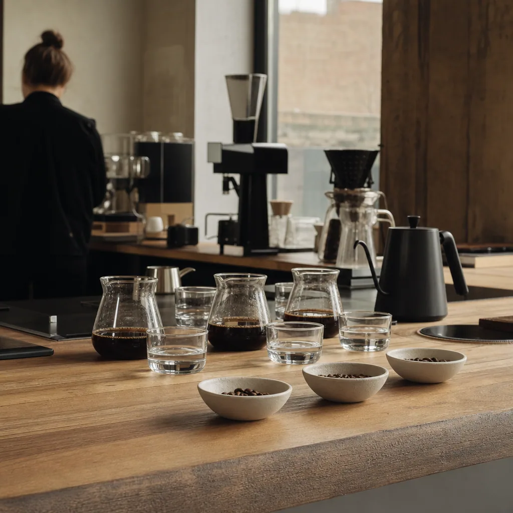 Tasting menu setup med multiple kaffe-prøver