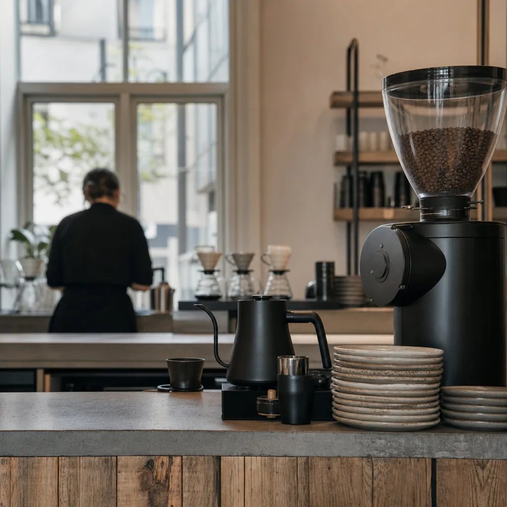 Disken med espresso-maskine
