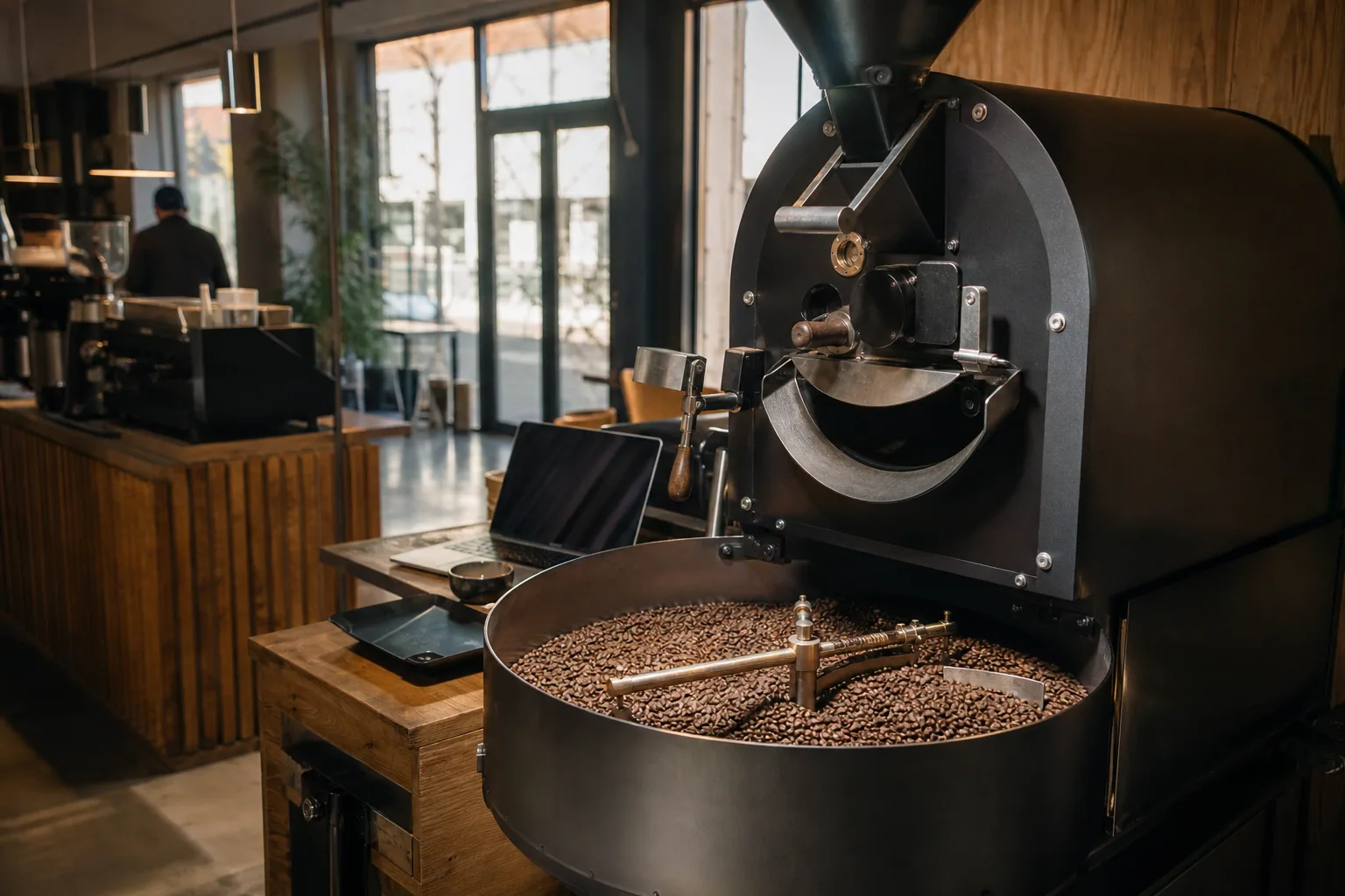 Just Coffee indretning med røsterie-aroma