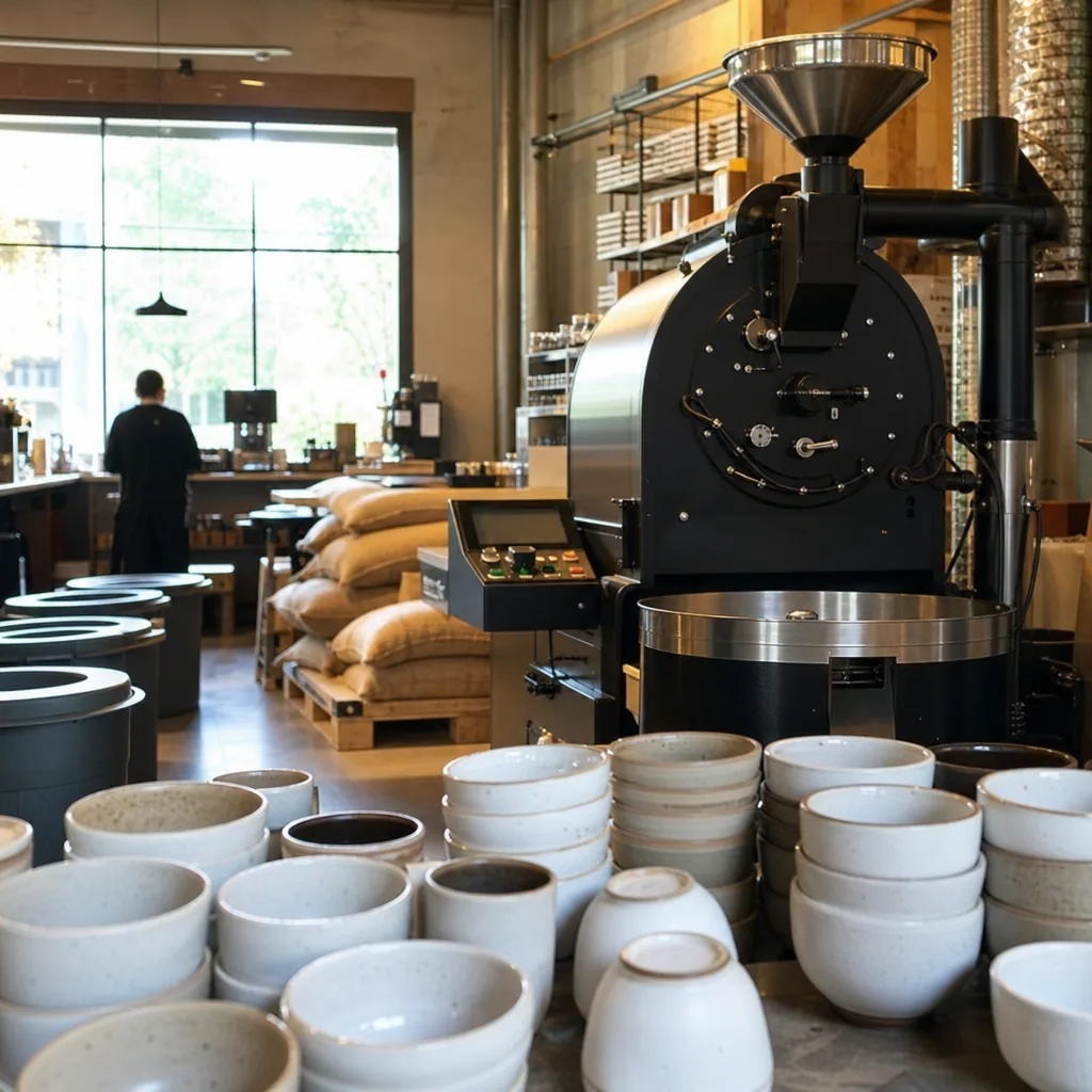 Gemytligt arbejdshjørne på kaffebar
