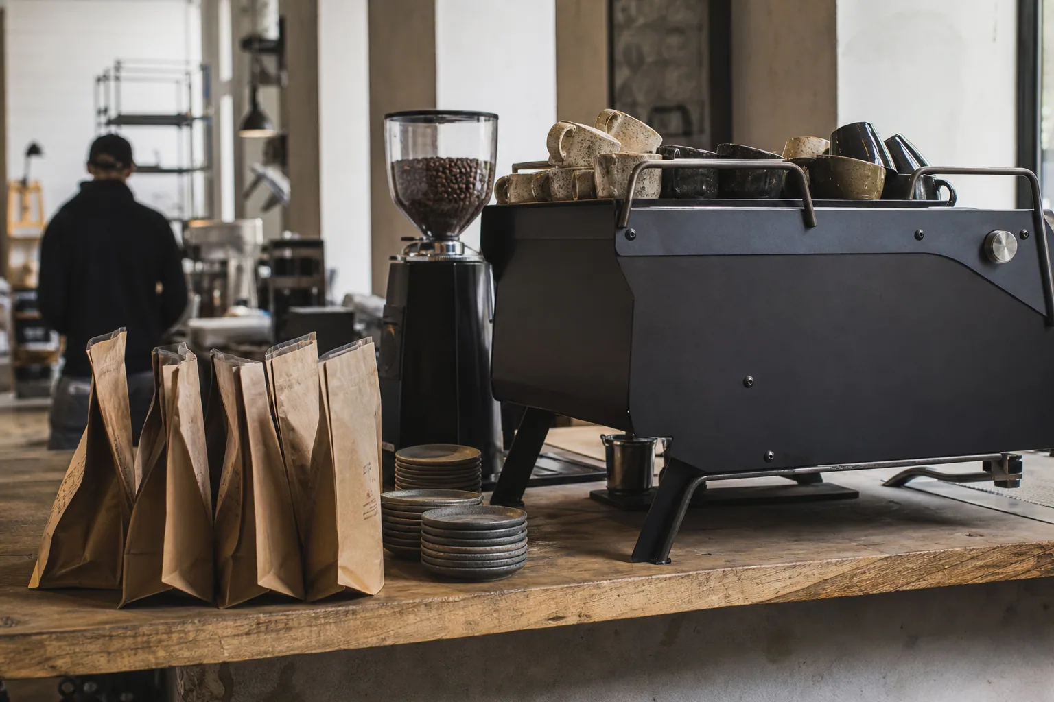 Kaffeudvalg og menubord på Kaffe Lars