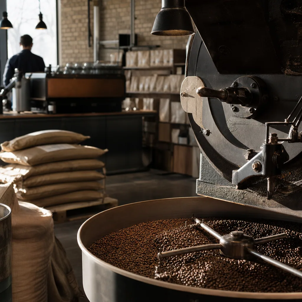 Gæster sidder og nyder kaffe på Kaffe Lars