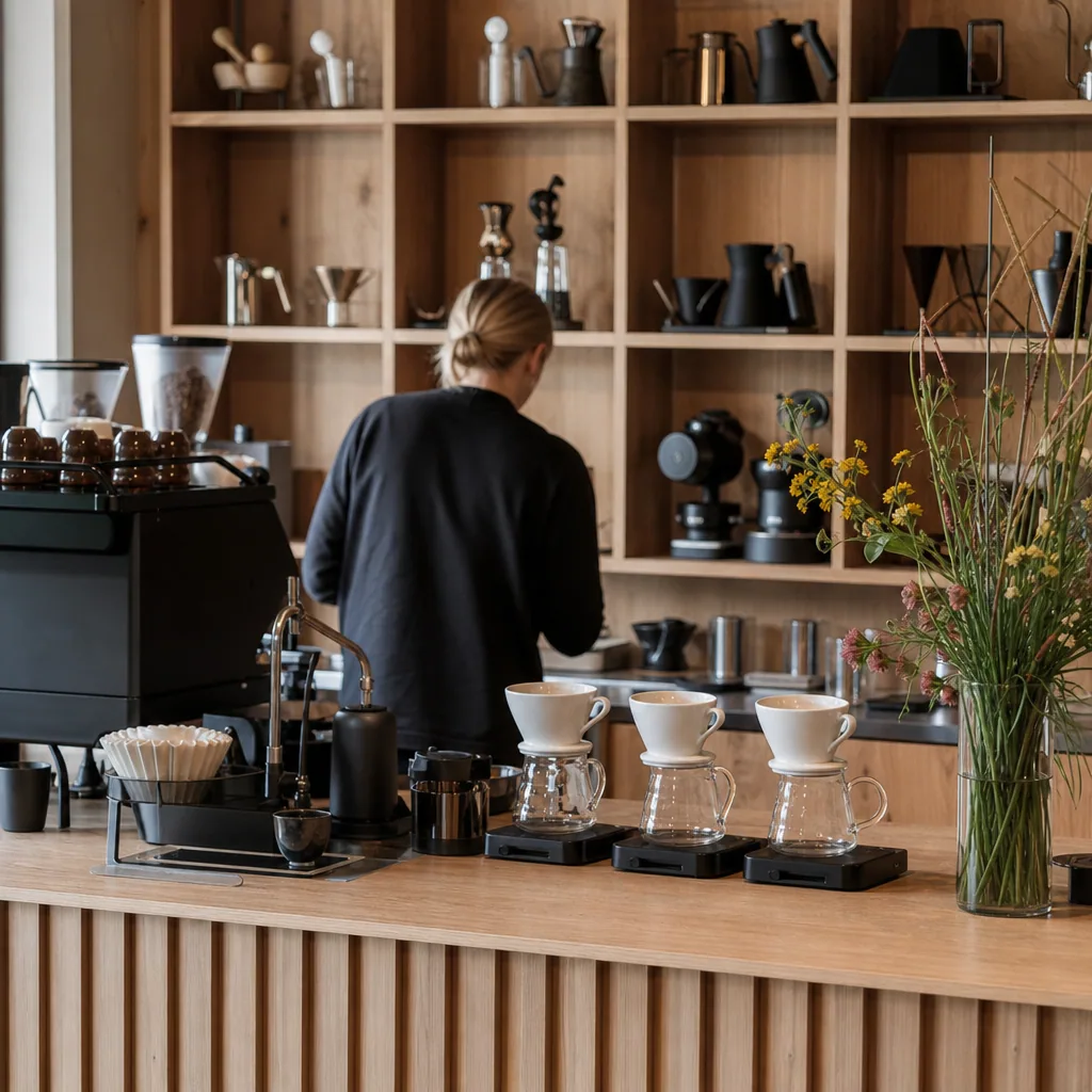 En udbygning specialty-kaffe serveret på Kaffeexpressen