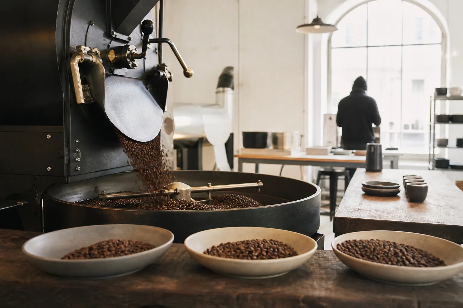 April Coffees minimalistiske interiør med industriel kant