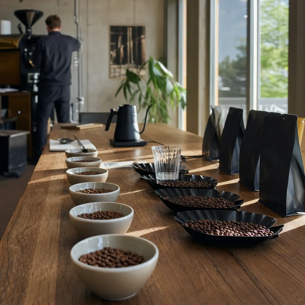 Specialty coffee-bønner på hylde