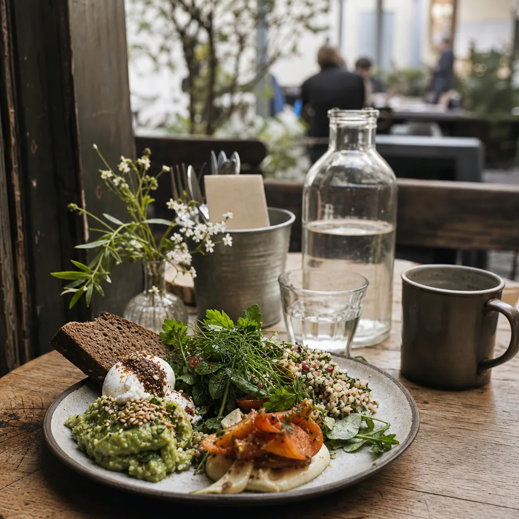 Hjemmelavet brunch med surdejsbrød og dressing