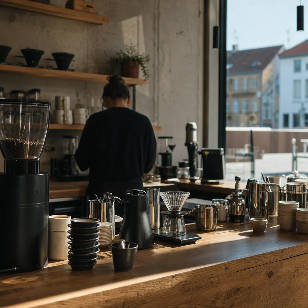 Kaffe og kage på bord