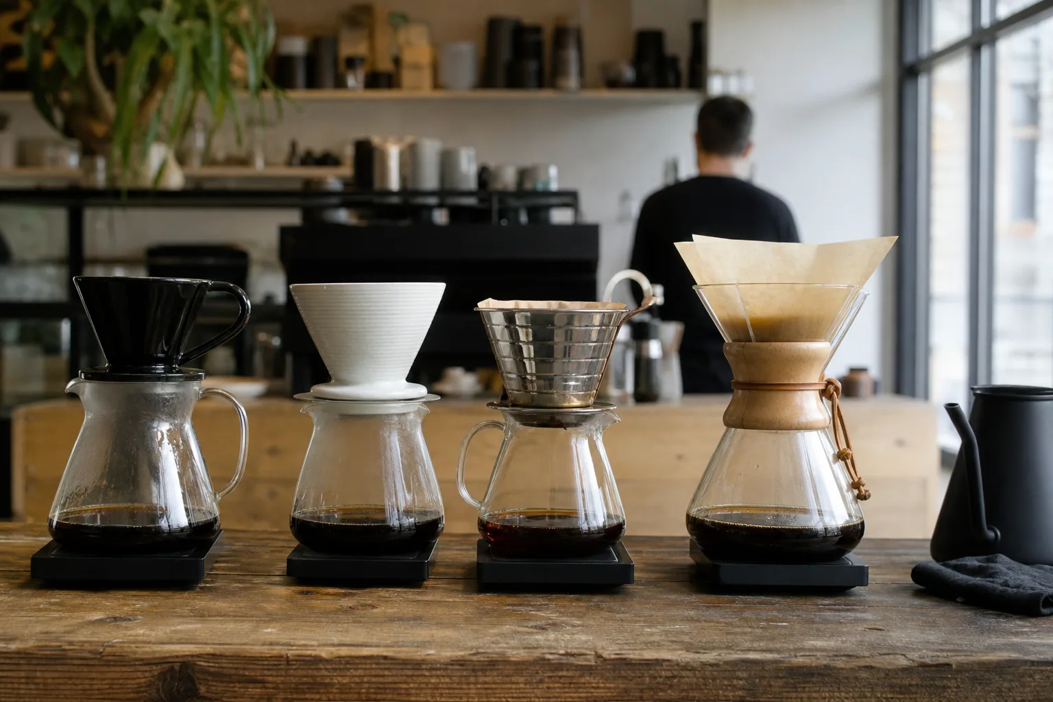 Hælding af vand under pour over brygning