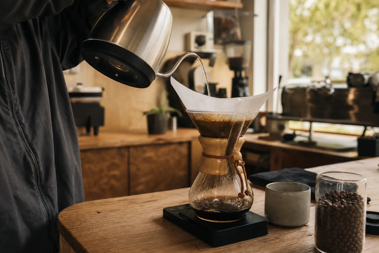 Chemex filterpapiret placeret korrekt