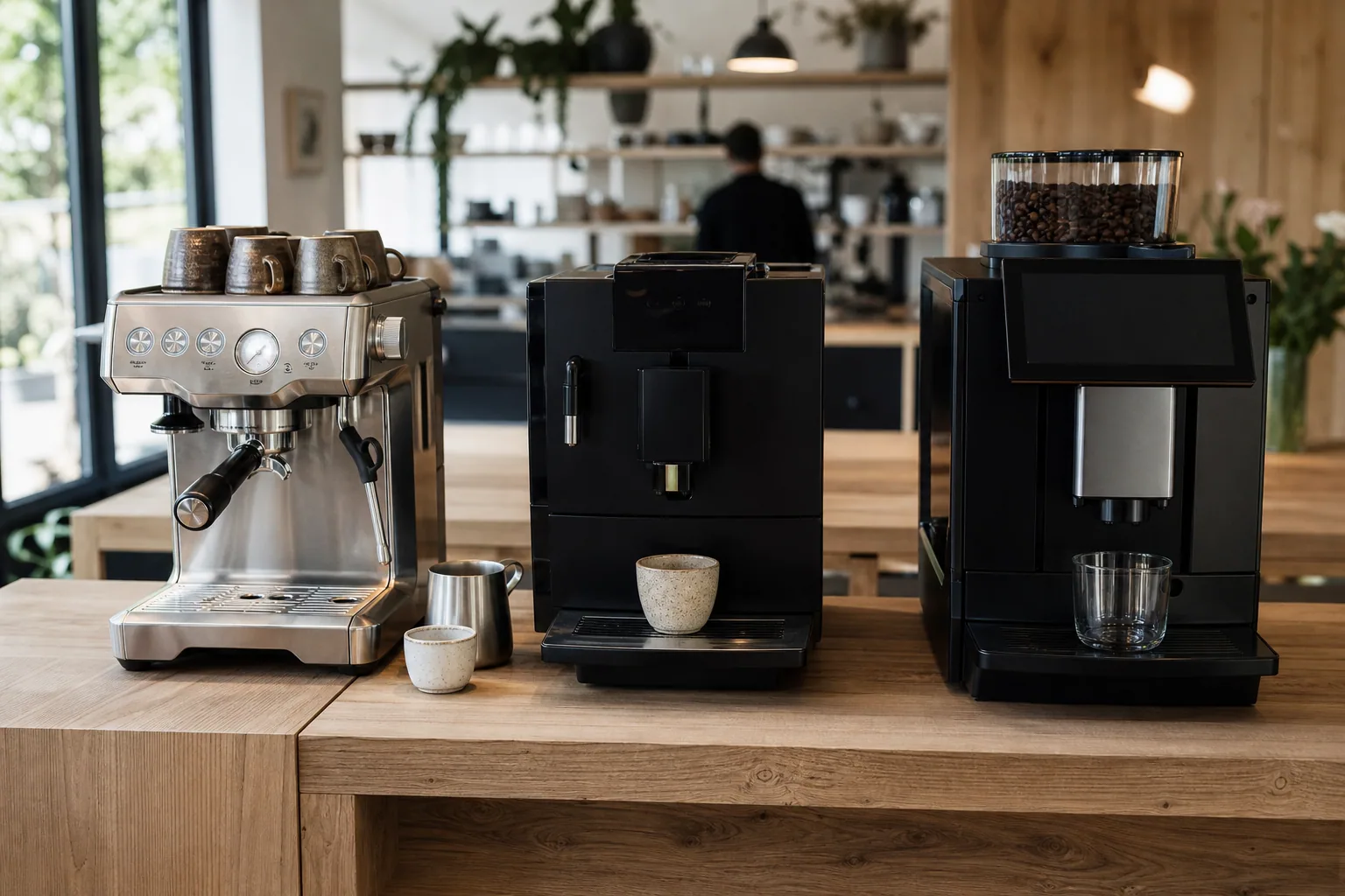 Semi-automatisk espressomaskine med manuel dampstang og gruppehoved