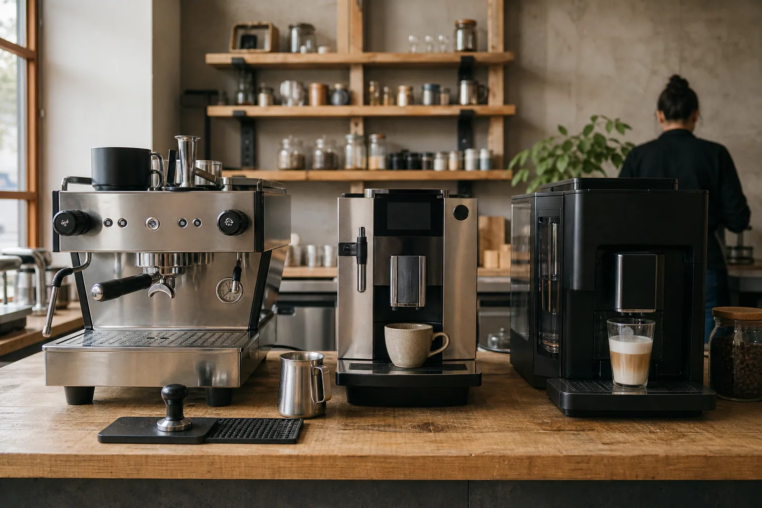 Fuldt automatisk espressomaskine med digitalt display og touch-knapper