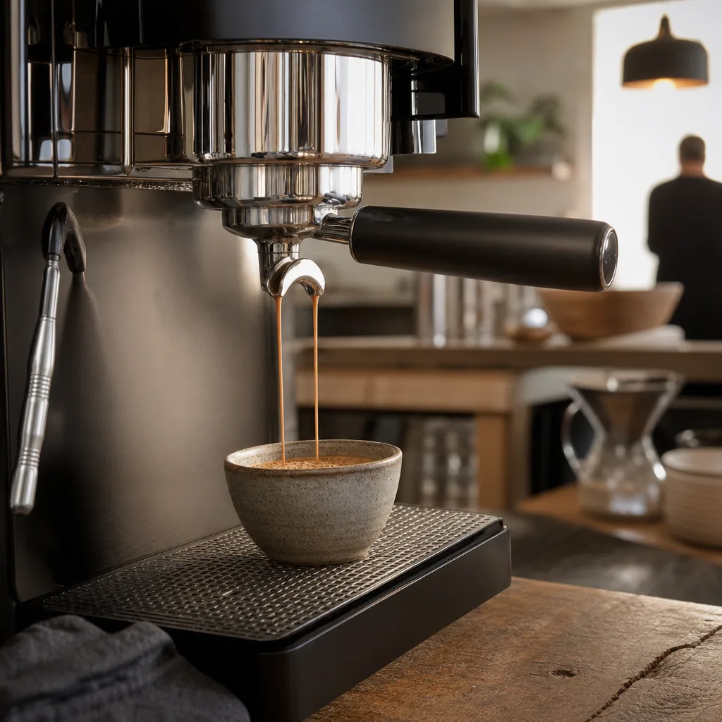 Espresso-ekstraktion fra gruppehoved