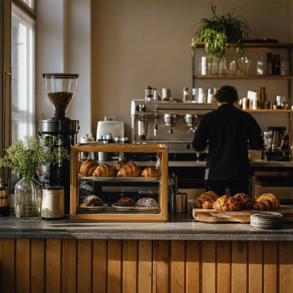 Interiør af Darcy's Kaffe med borde og seating